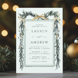 Invitation Winter Greenery Garland Wedding Mint Green