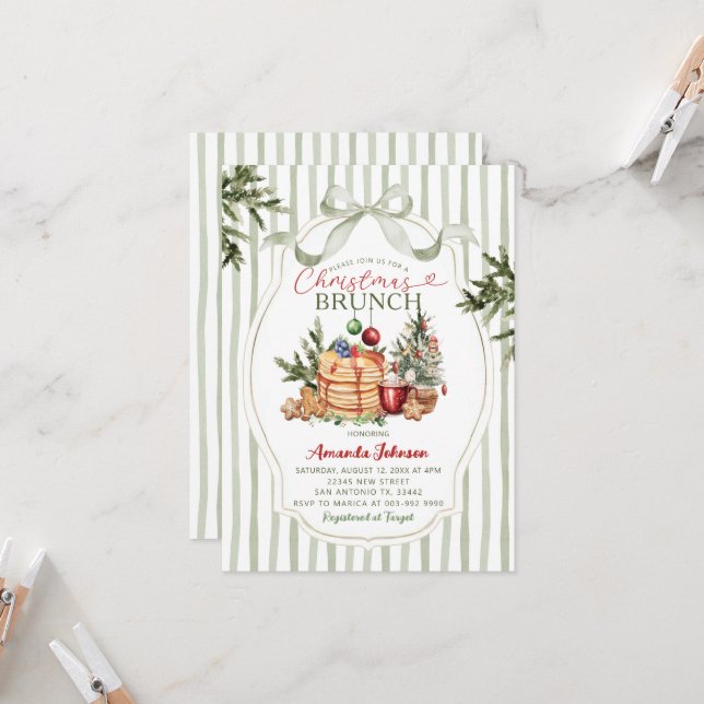 Invitation Winter Holiday Brunch Watercolor Pancakes  (Devant/Arrière en situation)