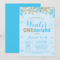 Winter Onederland Blue and Gold Boy 1st Birthday