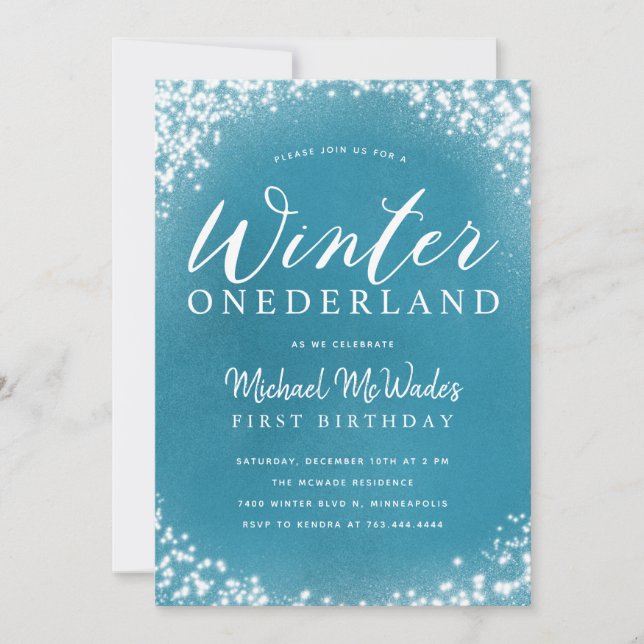 Invitation Winter Onederland Boy 1er Anniversaire (Devant)