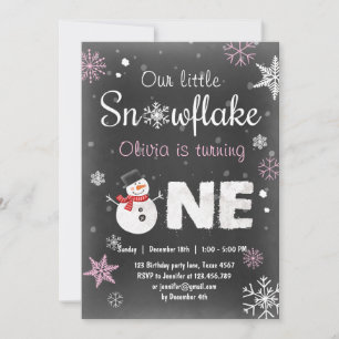 Invitation Winter Onederland fête d'anniversaire snowman Pink