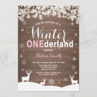 Winter Onederland Fille Bois Rustique 1er Annivers
