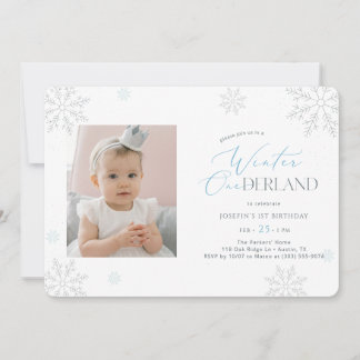 Invitation Winter Onederland First Birthday Baby Kid Photo
