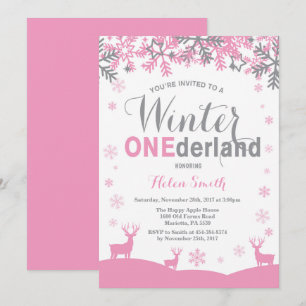 Invitation Winter Onederland Flamme de neige fille 1er annive