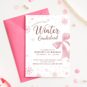 Invitation Winter Onederland Flocon de Neige Rose Premier Ann