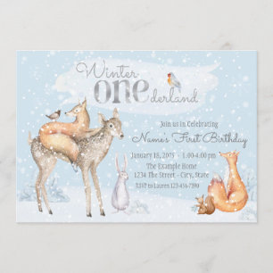 Invitation Winter ONEderland garçon fille premier anniversair