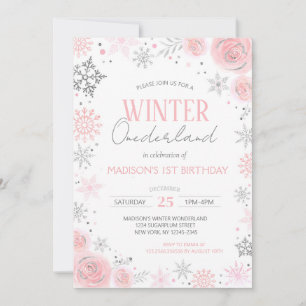 Invitation Winter Onederland Girl 1er anniversaire