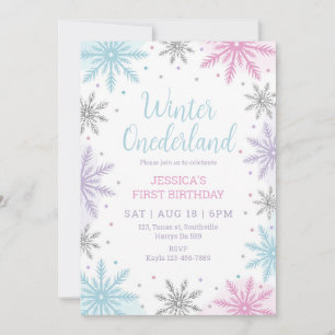 Invitation Winter Onederland Girl 1er anniversaire
