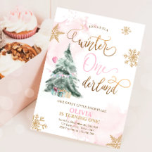 Winter Onederland Girl Rose or 1er anniversaire