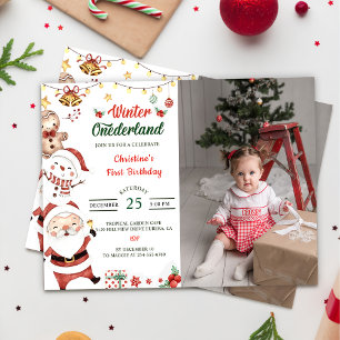 Invitation Winter Onederland Père Noël Noël Anniversaire Phot