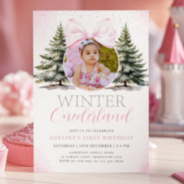Invitation Winter Onederland Photo Girl Premier anniversaire