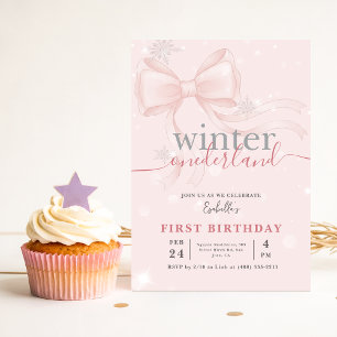 Invitation Winter Onederland Rose Flocon de Neige Arc 1er Ann