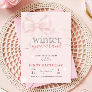 Invitation Winter Onederland Rose Flocon de Neige Arc 1er Ann
