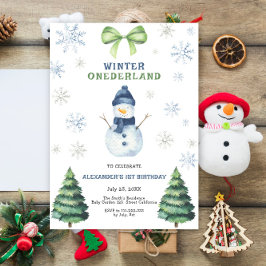 Invitation Winter Onederland Snowman 1er anniversaire