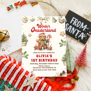 Invitation Winter Onederland Vert Noël Cookie Anniversaire
