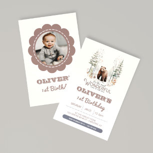 Invitation Winter Onederland Woodland Anniversaire de enfant