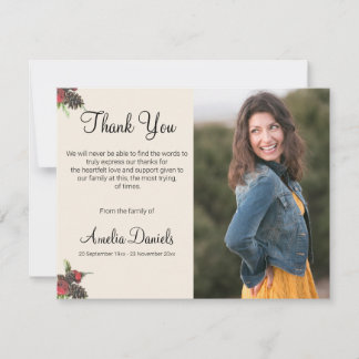 Invitation Winter Pine Cone and Berry Funeral Thank You Cards