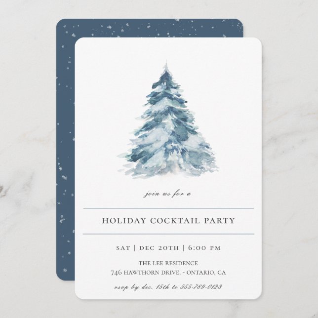 Invitation Winter Pine Tree Holiday Party Invite (Devant / Derrière)