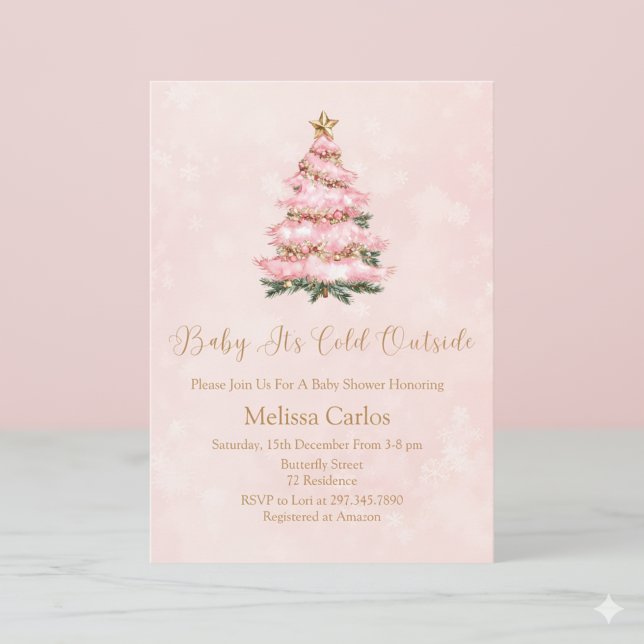 Invitation Winter Pink Baby It's Cold Outside Baby shower (Créateur téléchargé)