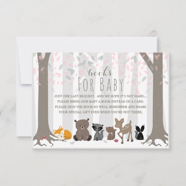 Invitation Winter Pink Woodland - Demande de livre de famille (Devant)