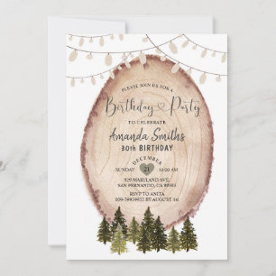 Invitation Winter Rustic Woodland Noël fête d'anniversaire