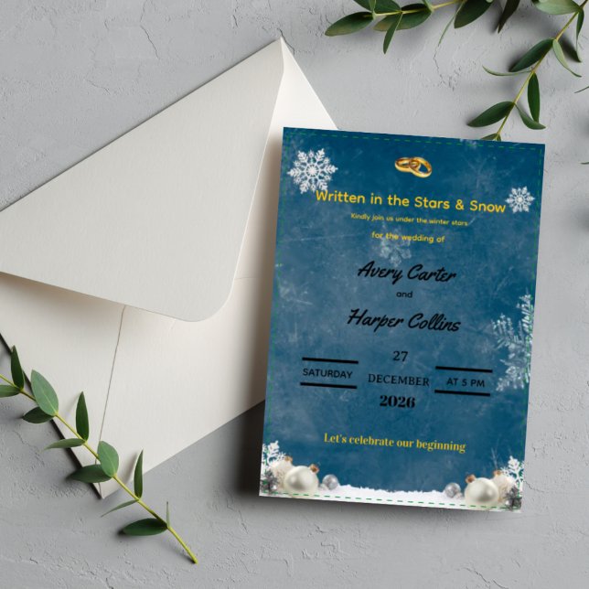 Invitation Winter Starry Night "Written in the Stars" Wedding (Winter Starry Night "Written in the Stars" Wedding)