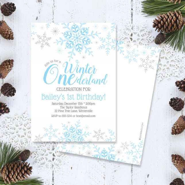 Invitation Winter Wonderland 1er anniversaire Boy Blue (Créateur téléchargé)