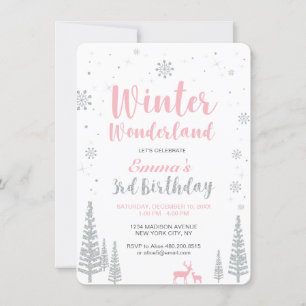 Invitation Winter Wonderland 3ème anniversaire Invitation, Gi
