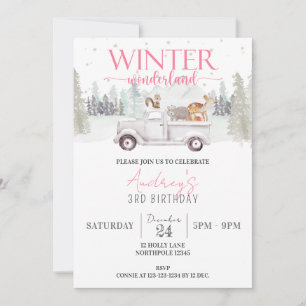 Invitation Winter Wonderland Anniversaire, Fille 3e Anniversa