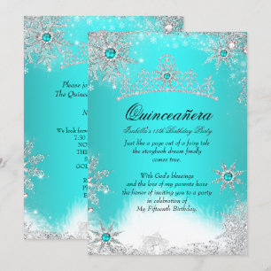 Invitation Winter Wonderland Aqua Blue Quinceanera Party