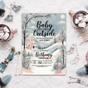 Invitation Winter Wonderland Baby shower : Il fait froid deho