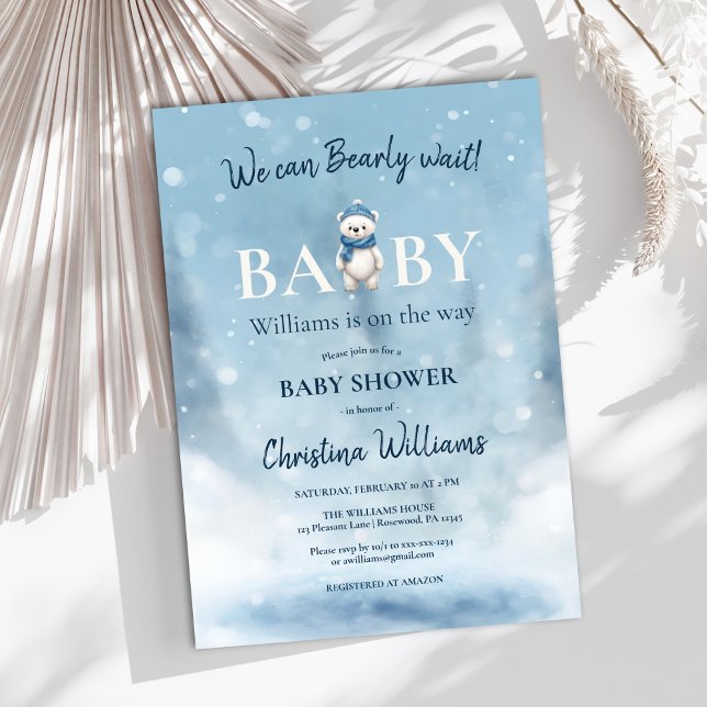 Invitation Winter Wonderland Bear Boy Baby shower (Créateur téléchargé)