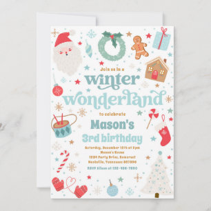 Invitation Winter Wonderland Bleu Noël fête d'anniversaire