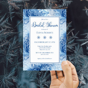 Invitation Winter Wonderland Blue Snowflakes Fête des mariées