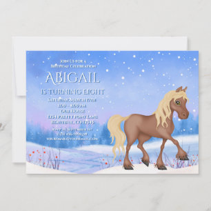 Invitation Winter Wonderland Cheval et neige Anniversaire