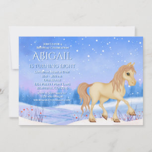 Invitation Winter Wonderland Cheval et neige Anniversaire