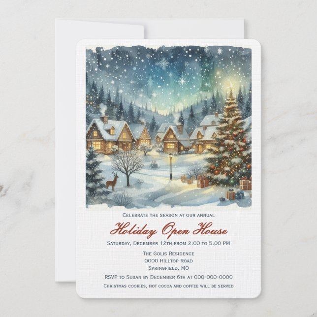 Invitation Winter Wonderland Christmas Open House (Devant)