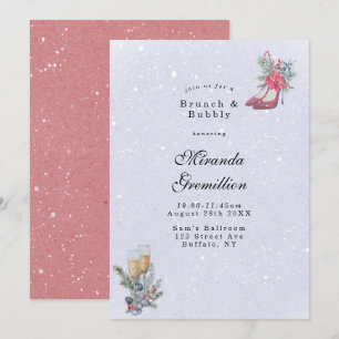 Invitation Winter Wonderland Dusty Blue Brunch et Bubbly