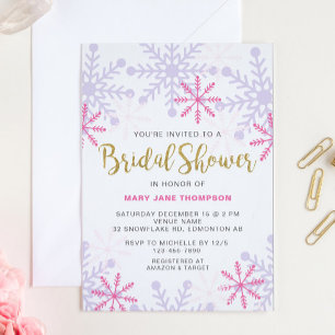 Invitation Winter Wonderland Fête des mariées rose Parties sc