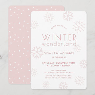 Invitation Winter Wonderland Flamme de neige Fille rose Anniv