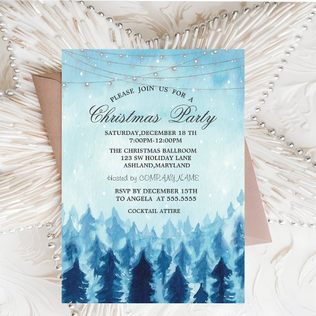 Invitation Winter Wonderland Forest Blue Christmas Party (Créateur téléchargé)