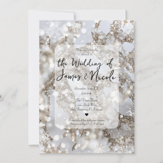 Invitation Winter Wonderland Icicle Glitz Mariage (Devant)