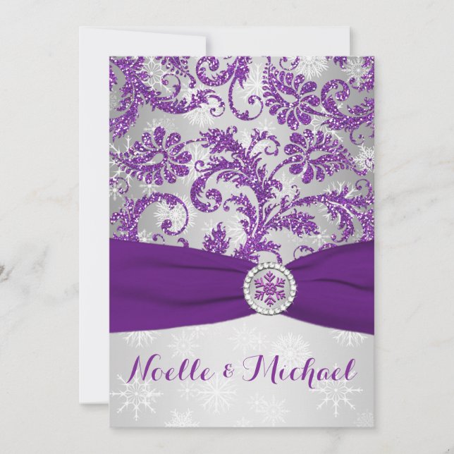 Invitation Winter Wonderland, IMPRIMÉ Crystal Buckle - violet (Devant)