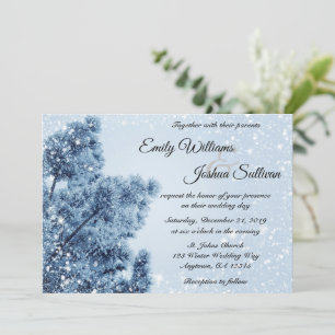 Invitation Winter Wonderland Neige et Mariage de pin