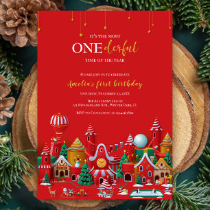Invitation Winter Wonderland Onederland Noël 1er anniversaire