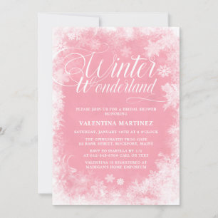 Invitation Winter Wonderland Pink Snowflakes Fête des mariées