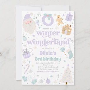Invitation Winter Wonderland Purple Noël fête d'anniversaire