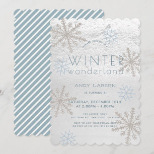 Invitation Winter Wonderland Snowflake Blue Anniversaire