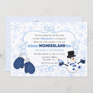 Invitation Winter Wonderland Snowman Anniversaire