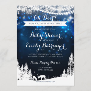 Invitation Winter Wonderland Starry Night Deer Baby shower